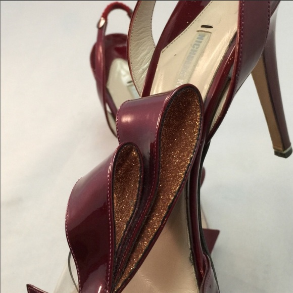 Plexi pvc statement glitter bow ox blood burgundy Nicholas Kirkwood heels sandal - Picture 5 of 11